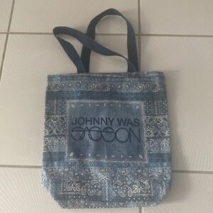 New Johnny Was X Sasson Limited Edition Collab Canvas Tote in Denim Blues